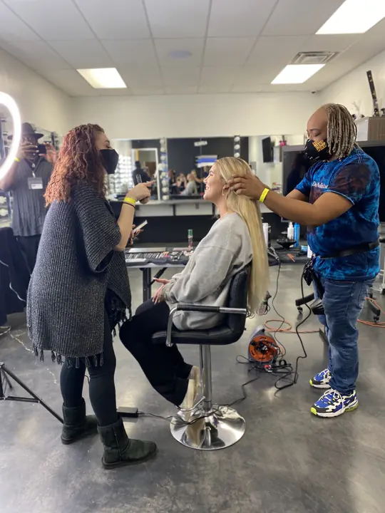 Hair and makeup finishing touches