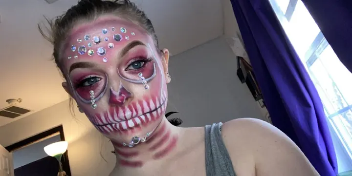 Pink jeweled sugar skull