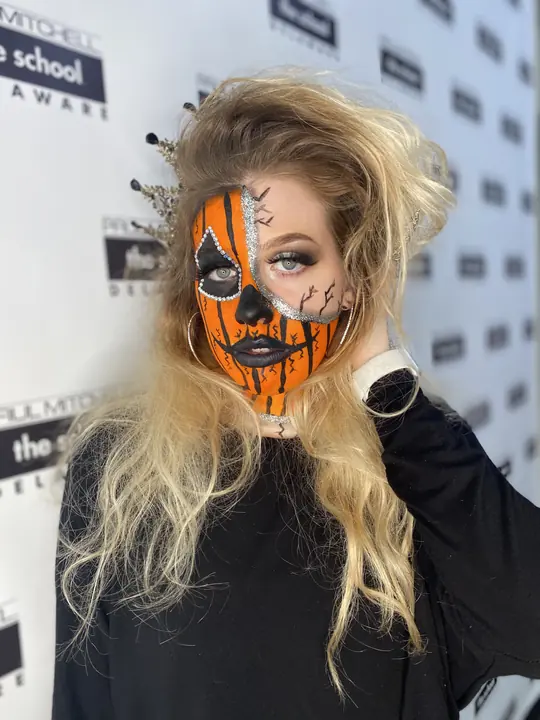 Cracked pumpkin face paint