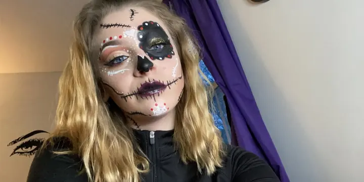 Sugar skull with floral eye details