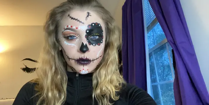 Sugar skull with stitched cheek details